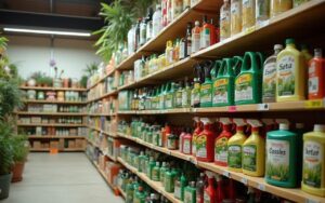 Magasin de jardinage en Espagne avec des produits de désherbage alternatifs.