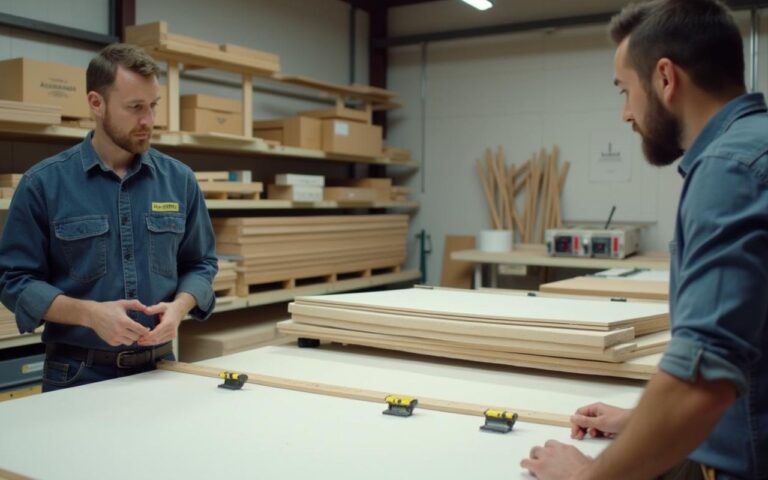 Espace de découpe Castorama avec mousse et outils de découpe disponibles.