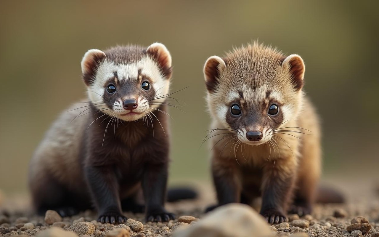 Comparaison entre une fouine et un furet dans un cadre naturel.