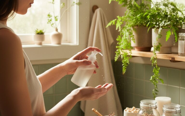 Femme utilisant un gel intime doux pour l'hygiène vaginale.